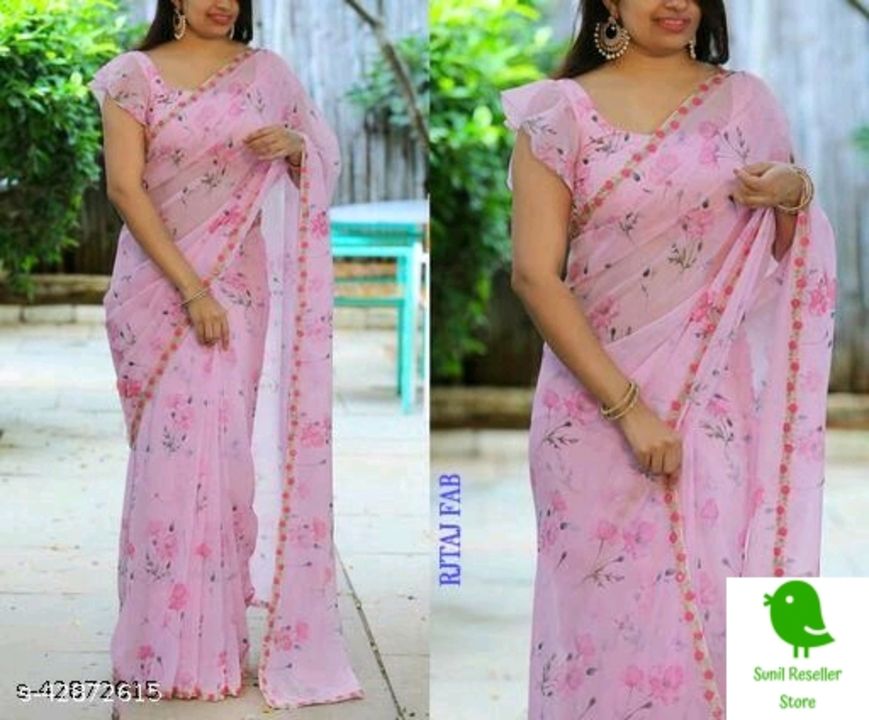 Aagyeyi Fashionable Sarees
Saree Fabric: Georgette
Blouse: Separate Blouse uploaded by business on 12/10/2021