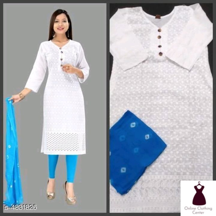 Women cotton a, line embroidered dupatta set uploaded by Amaush Kumar on 12/10/2021