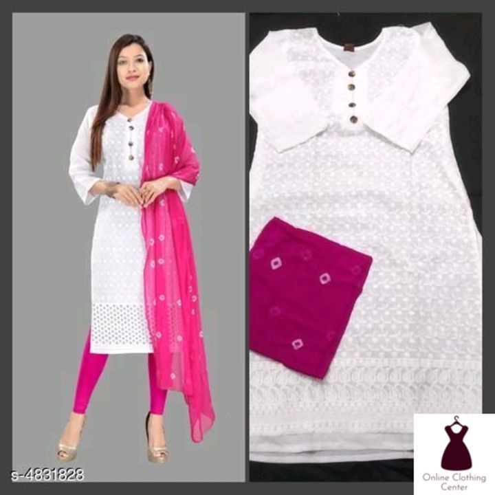 Women cotton a, line embroidered dupatta set uploaded by Amaush Kumar on 12/10/2021