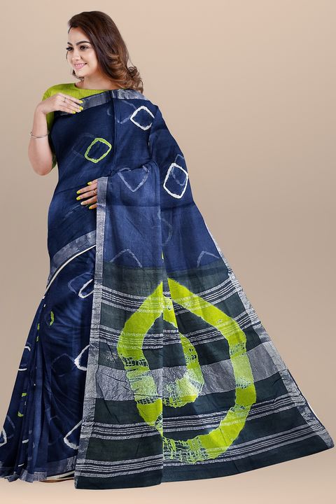 Bagru printed linen cotton sarees uploaded by business on 12/10/2021