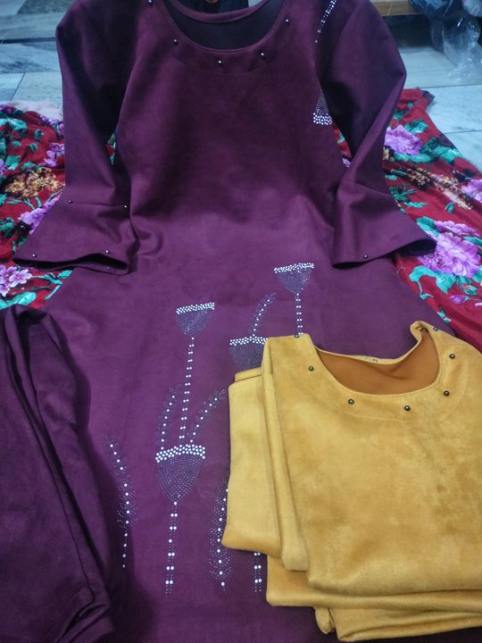 Post image Stylish suede kurti with pent