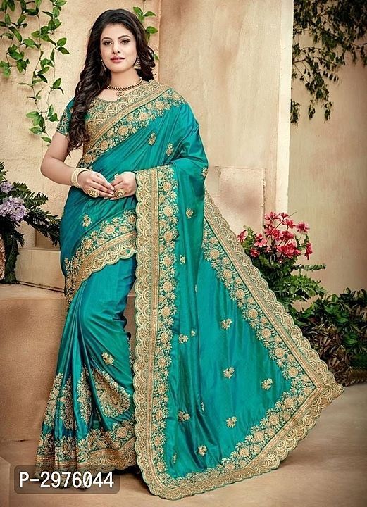 Green Embroidered Poly Silk Saree With Blouse Piece uploaded by business on 9/24/2020