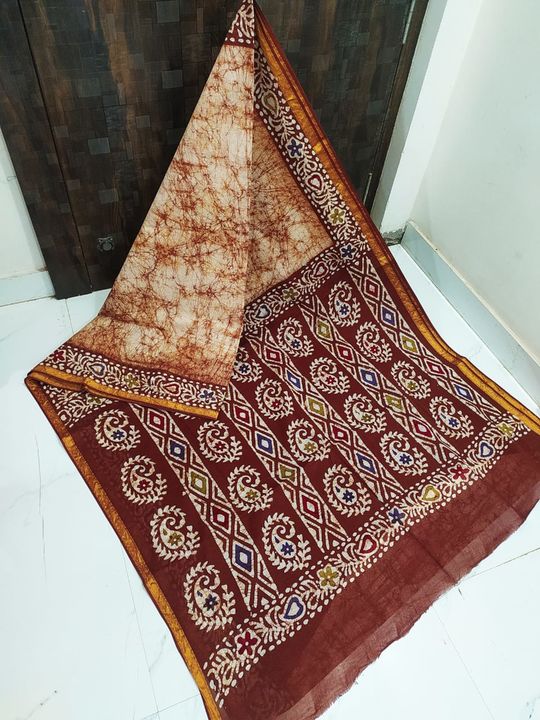Product image of Pure cotton hand block print saree, price: Rs. 1, ID: pure-cotton-hand-block-print-saree-c536350a