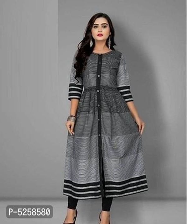 Elegant Grey Cotton Printed Anarkali Kurta For Women uploaded by business on 12/11/2021