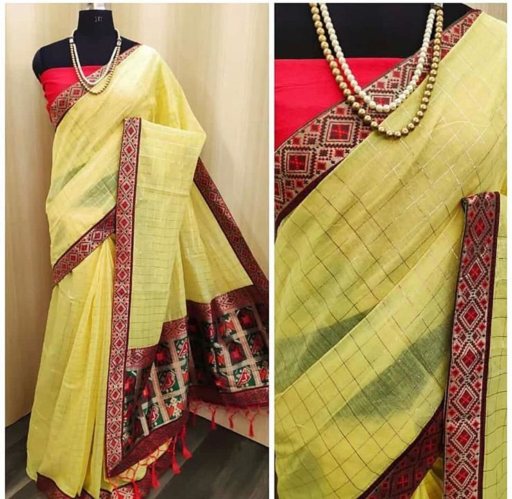 *SACRED FASHION*

 Chanderi cotton #Fabric Desgned with jari self weaving chex 

#BANARSI RICH PALLU uploaded by business on 9/25/2020
