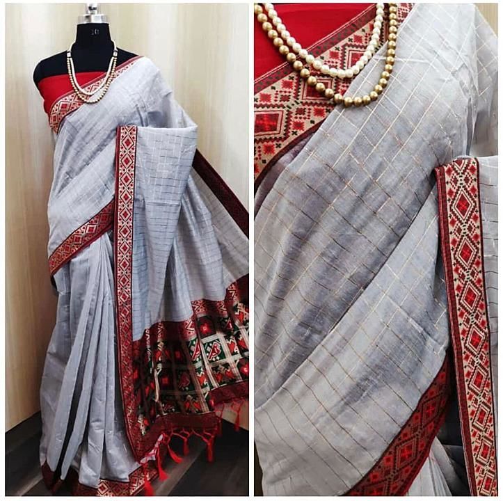 *SACRED FASHION*

 Chanderi cotton #Fabric Desgned with jari self weaving chex 

#BANARSI RICH PALLU uploaded by business on 9/25/2020