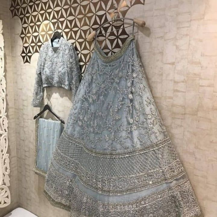 WEDDING WEAR EMBROIDERY WORK WITH REAL DAIMOND WORK AND  CHOLI EMBROIDERY WITH MOTI WORK NET DUPATTA uploaded by Kanishka_collection on 12/13/2021