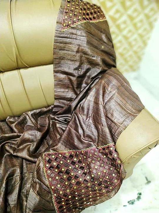 Tussar ghica cutwork sarees uploaded by business on 9/25/2020
