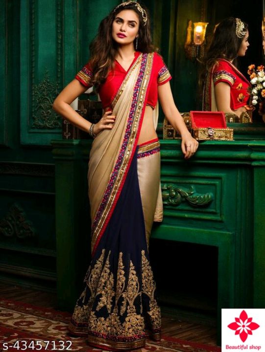 Trendy Embroidered Work Saree for Woman
Saree Fabric: Vichitra Silk uploaded by Beautiful Shop on 12/14/2021