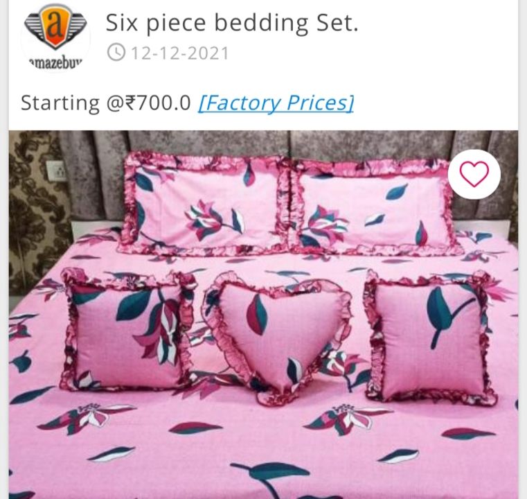 Post image I want 6 Pieces of 6 Set Bedsheet Pillow Etc.. Where is this available.. Please whatsupp 9048054685.
Below is the sample image of what I want.