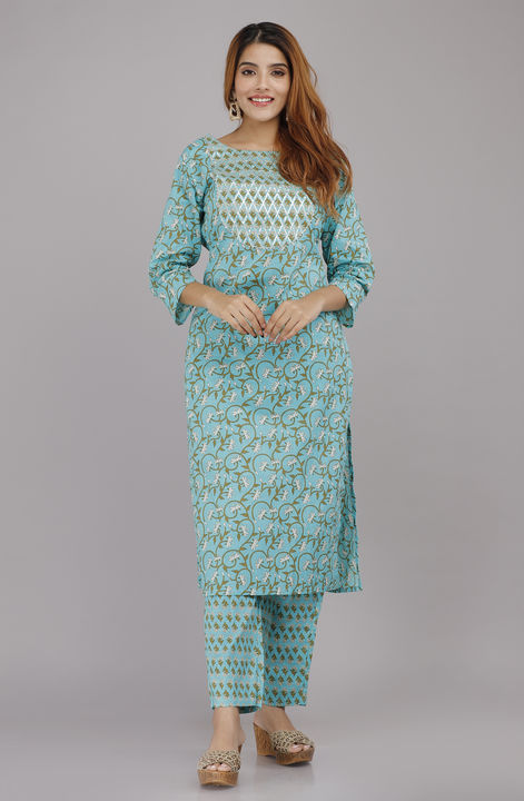 Cotton floral kurta pant set uploaded by business on 12/16/2021