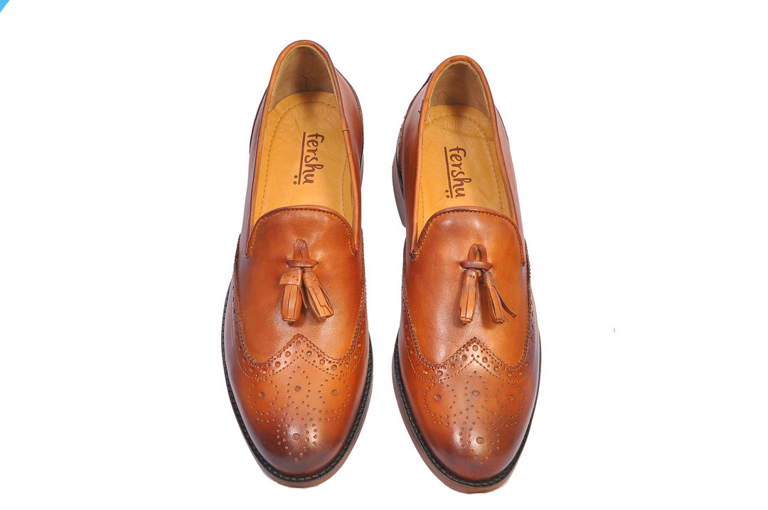 British tan slipon shoes, geniune leather handmade shoes uploaded by business on 12/16/2021