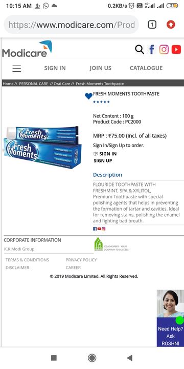 Tooth paste  uploaded by Modicare on 12/17/2021