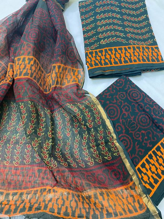 Cotton suit with kota doriya dupptta uploaded by business on 12/17/2021