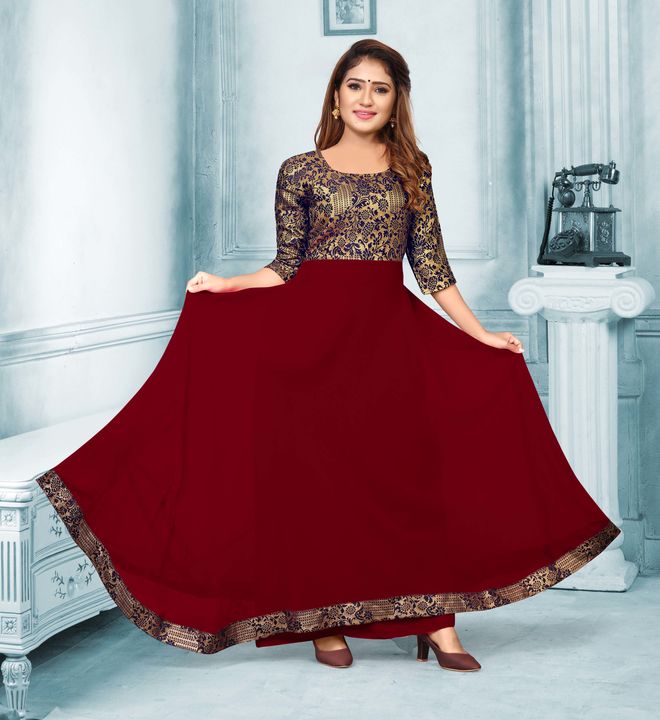 Georgette Jacquard Long Gown uploaded by business on 12/17/2021