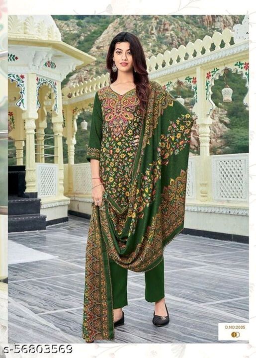  Pashmina Woolen  Designer  Printed  Suit With Shawl
Top Fabric: Pashmina + Top Length: 2.25 Meters
 uploaded by Kabita's collection on 12/17/2021