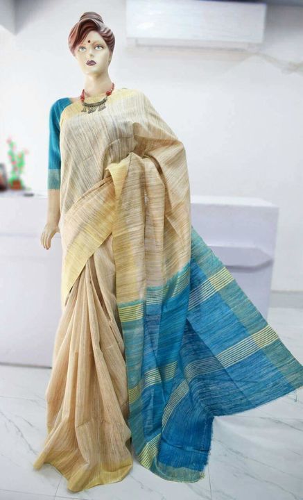 Tussar ghicha with zari border handloom silk saree uploaded by business on 12/17/2021