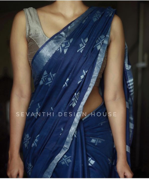 Liene silk saree with all over weaving design  uploaded by Rk handloom on 12/17/2021