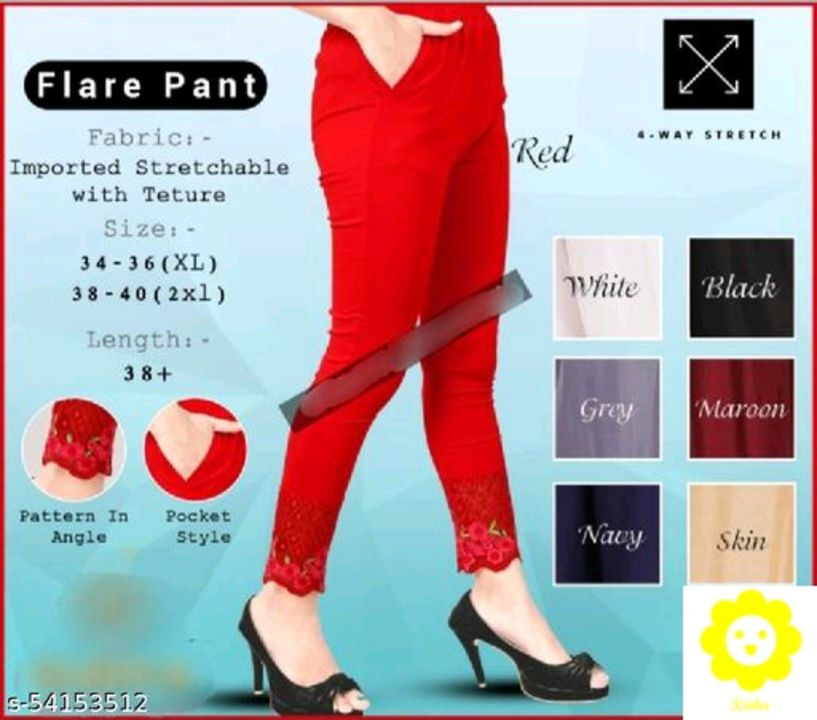 Catalog Name:*Trendy Fashionable Women Women Trousers *
Fabric: Cotton Lycra
Pattern: Embroidered
Mu uploaded by business on 12/17/2021