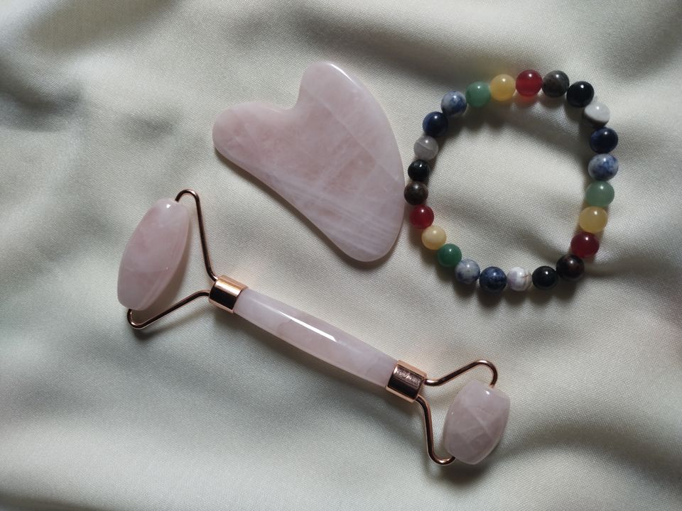 Rose Quartz Face Massage Roller and Gua'sha Set uploaded by Aamil Agate on 12/18/2021