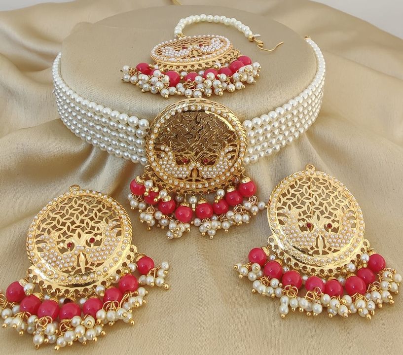 *🌹RED BOX JEWELLERY*  *🌹AMERICAN DIAMOND 💎 NECKLACE SET* *🌹 uploaded by business on 12/18/2021