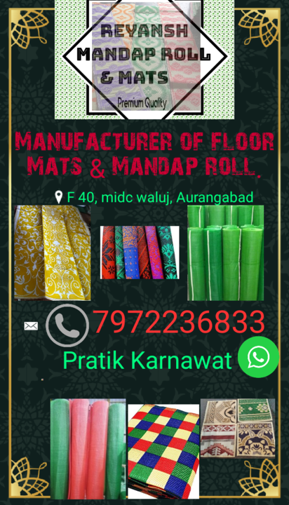 Post image We are manufacturer of floor Mats and mandap rolls. Contact 7972236833