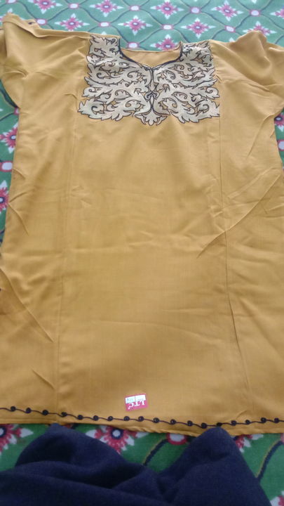 Cashmilon fabric pheran in 3d design aari work uploaded by sarah collection on 12/19/2021