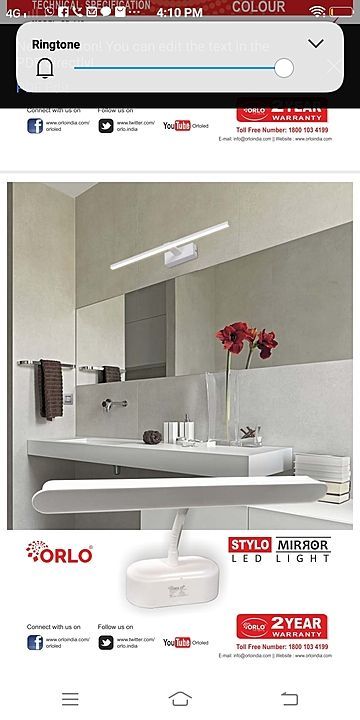 Orlo mirror lighting uploaded by Electricals item on 9/26/2020