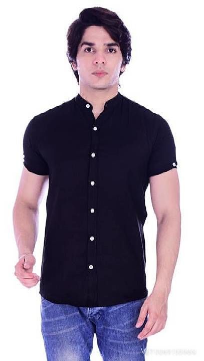 *BASE 41 Men's Half Sleeves Cotton Casual Black Shirt*

*Neckline :* Mandarin/Chinese

*Item Height  uploaded by Upanshu collection Private limite on 6/7/2020