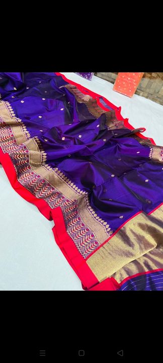 Chanderi handloom saree pure silk kataan hand border work  uploaded by Chanderi handloom saree pure silk on 12/20/2021
