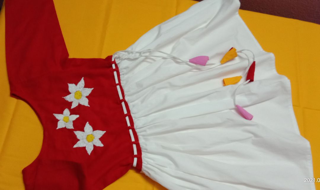 Girls cotton frock with hand embroidery work uploaded by business on 12/20/2021
