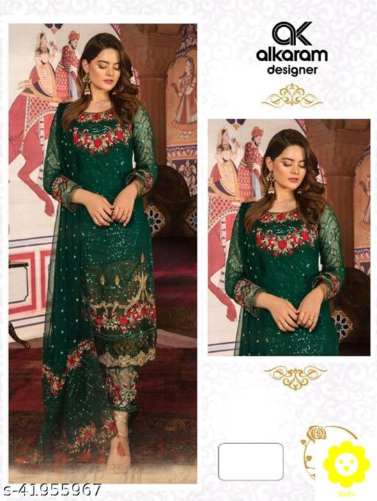 Product image with price: Rs. 1200, ID: catalog-name-aagyeyi-refined-semi-stitched-suits-top-fabric-georgette-lining-fabric-shantoon-bot-d7f8b390