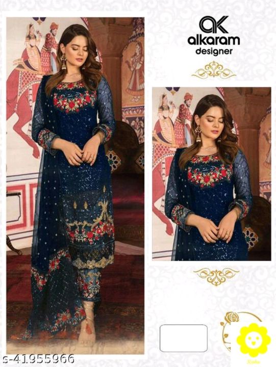 Product image with price: Rs. 1200, ID: catalog-name-aagyeyi-refined-semi-stitched-suits-top-fabric-georgette-lining-fabric-shantoon-bot-6c1e4639