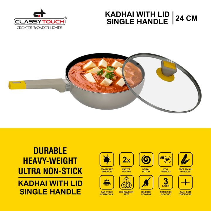 Non-Stick Wok/ Kadhai with Glass Lid - 26 cms - 1706 uploaded by CLASSY TOUCH INTERNATIONAL PVT LTD on 12/21/2021