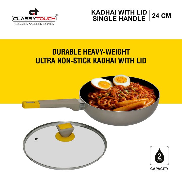 Non-Stick Wok/ Kadhai with Glass Lid - 24 cms - 1705 uploaded by CLASSY TOUCH INTERNATIONAL PVT LTD on 12/21/2021
