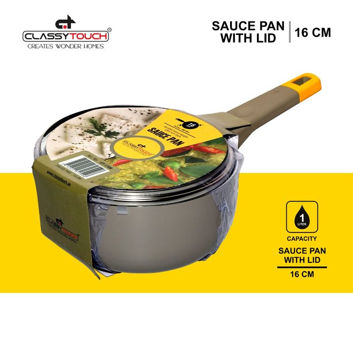 Non-Stick Saucepans with Glass Lids - Lids 2.5 mm, 16cm, 1 L - 1709 uploaded by CLASSY TOUCH INTERNATIONAL PVT LTD on 12/22/2021