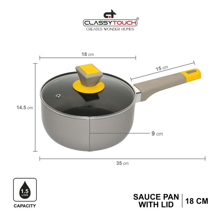 Non-Stick Saucepans with Glass Lids - Lids 2.5 mm, 18cm, 1.5 L. - 1710 uploaded by CLASSY TOUCH INTERNATIONAL PVT LTD on 12/22/2021