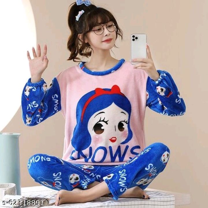 Post image Catalog Name:*Divine Adorable Women Nightsuits*Top Fabric: Wool,Velvet,Cotton BlendBottom Fabric: Wool,Velvet,Cotton BlendTop Type: Tshirt,Regular TopBottom Type: PyjamasSleeve Length: Long SleevesPattern: PrintedMultipack: 1Sizes:S, M, L, XL, XXL*Proof of Safe Delivery! Click to know on Safety Standards of Delivery Partners- https://ltl.sh/y_nZrAV3