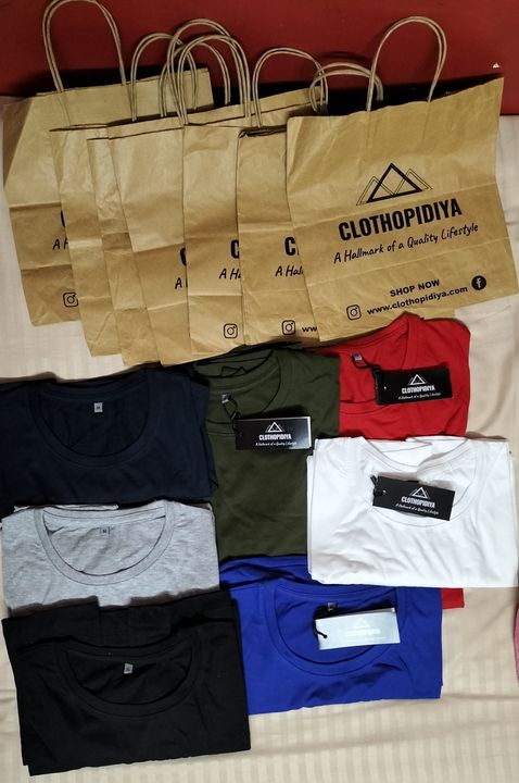 Post image *Christmas Stock Clearance*Anyone interested in purchasing 100 or more Bio-Washed, 100% Cotton, Unisex T-shirts 
• With Branded Tags, Paper Bags and T-shirt Plastics included(No Extra Cost)
• 7 Colors and 7 Sizes Available!!
• CONTACT US on WhatsApp/Call - 9136411237/ Email us at clothopidiya@gmail.com.