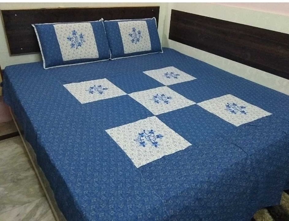 Post image Patch work &amp; embroidery 
Pure cotton bedsheet
1 besheet + 2 Pillow covers