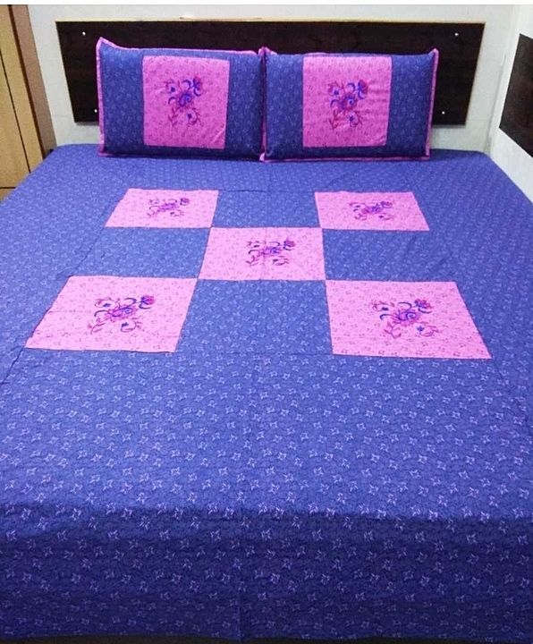 Post image Pure cotton bedsheet+2 Pillow covers
Embroidery &amp; patch work
Shipping free