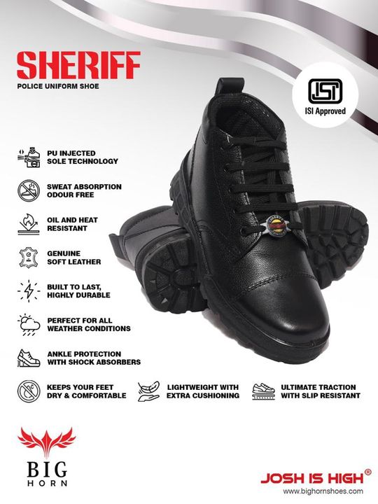 Sheriff black police uniform shoes uploaded by Bighorn Solutions Private Limited on 12/23/2021