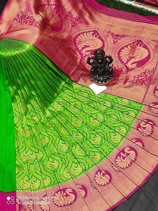 PURE KANCHIPURAM KUBERA PATTU SAREES WITH CONTRAST  BORDER  uploaded by business on 9/26/2020