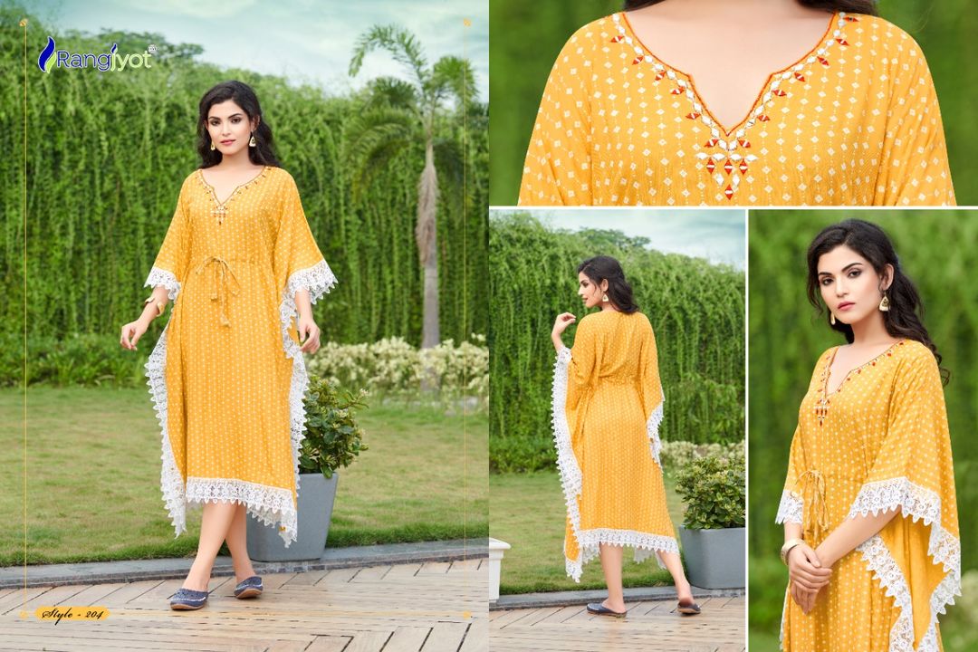 Post image *Rangjyot* 🎗️ 
Presents *Stylish Kaptan* Collection.....😍
*F I N E*
-Fesh New Collection Combinations- 
🔅Designs :- 7 Classy Designs 
🔅Top :- Heavy Rayon With *Hand Work*                                   *And With Other Embellishments* 
🔅Size :- M To 3xl
🔅Rate :- 695/-Set to set 🔅Dispatch :- *Today delivery * 🚚 
Regards By. Siya Dresses