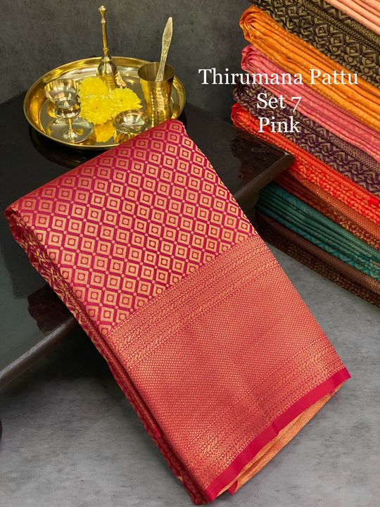 Post image 🌹🌹🌹🌹🌹🌹🌹🌹🌹🌹🌹
*Special Launch from ur DSR Sarees…for our shimmering queens*
🌹*Queens of Silk- Copper Bridal Thirumana Pattu 𝑆𝐴𝑅𝐸𝐸𝑆-SET 7*🌹
*Festive edit ..! 🤩*
*Introducing grand  and rich classic soft silk tissue saree adorned with copper jari jaquard  ..! *
*Shine on, in our Kanchipuram finish luminous Bridal tissue soft silk saree and look festive ready….*
All over bridal jaquard tissue designs with grandrich tissue Pallu… running plain blouse avl…
@*1680+$* only 
♥️ *own loom production..Continuous &amp; bulk orders possible*
Book urs soon…🤩
🌹🌹🌹🌹🌹🌹🌹🌹🌹🌹🌹🌹