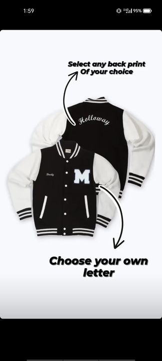 Product image with price: Rs. 1400, ID: varsity-jacket-c8ca6c13