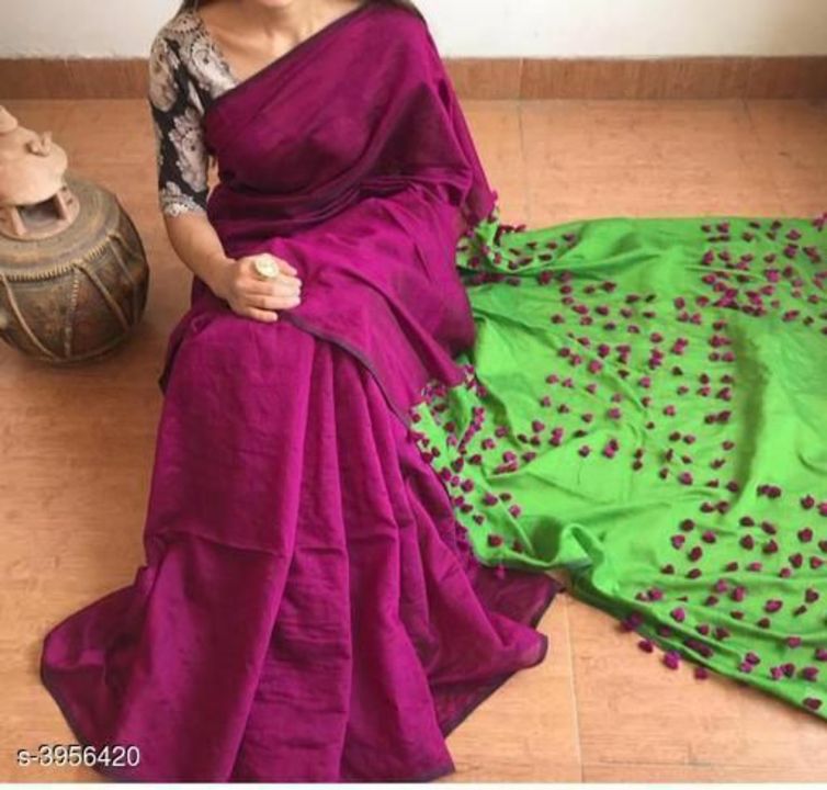 Cotton silk handloom pompom saree uploaded by business on 12/25/2021