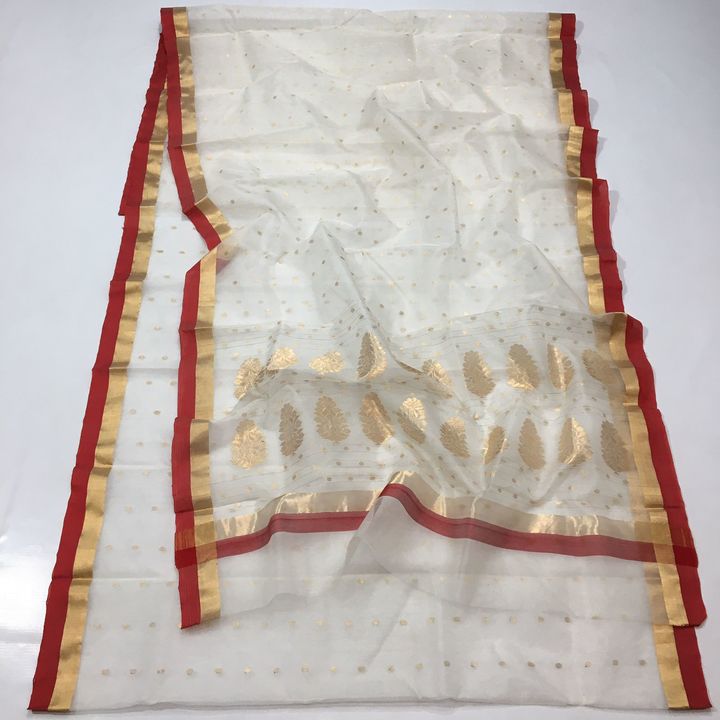 Chanderi organza silk saree handloom uploaded by business on 12/25/2021