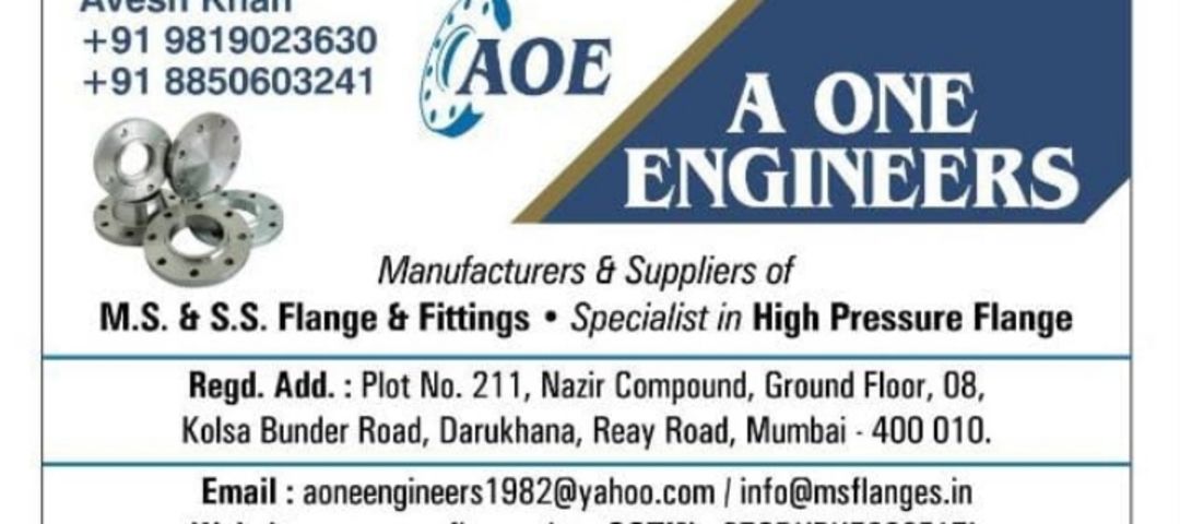 Visiting card store images of Ms flanges A One Engineers