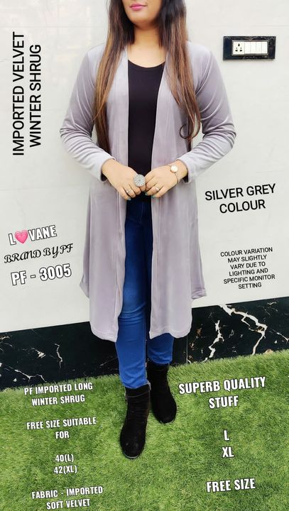 Product image with price: Rs. 645, ID: velvet-long-shrug-for-winter-535f955f